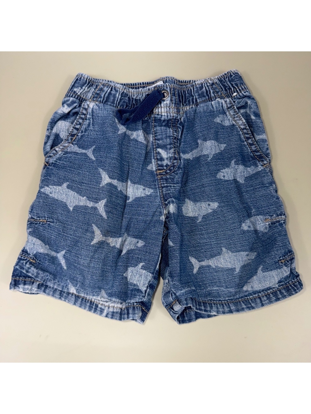 Gymboree Boys 18-24M Blue Shark Print Pull-On Shorts - Picture 1 of 5